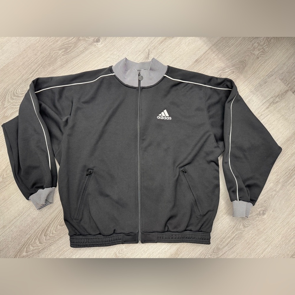 Vintage Adidas Full Zip: Black and White Size L